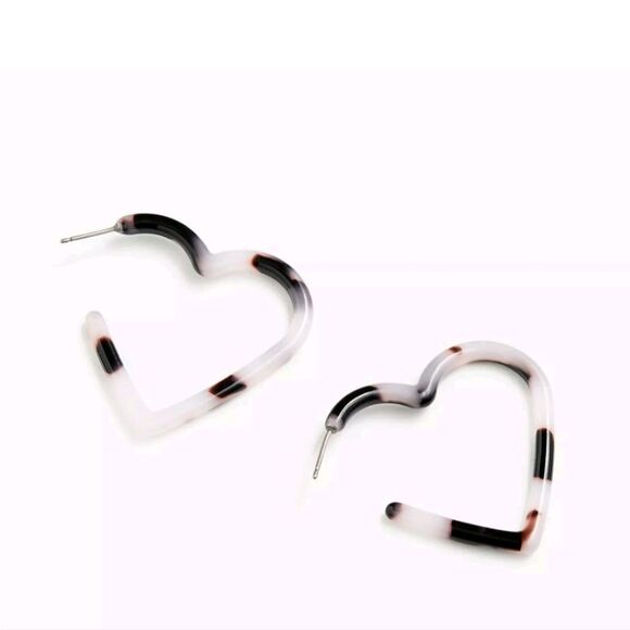 Jcrew heart black white earrings - Picture 1 of 3